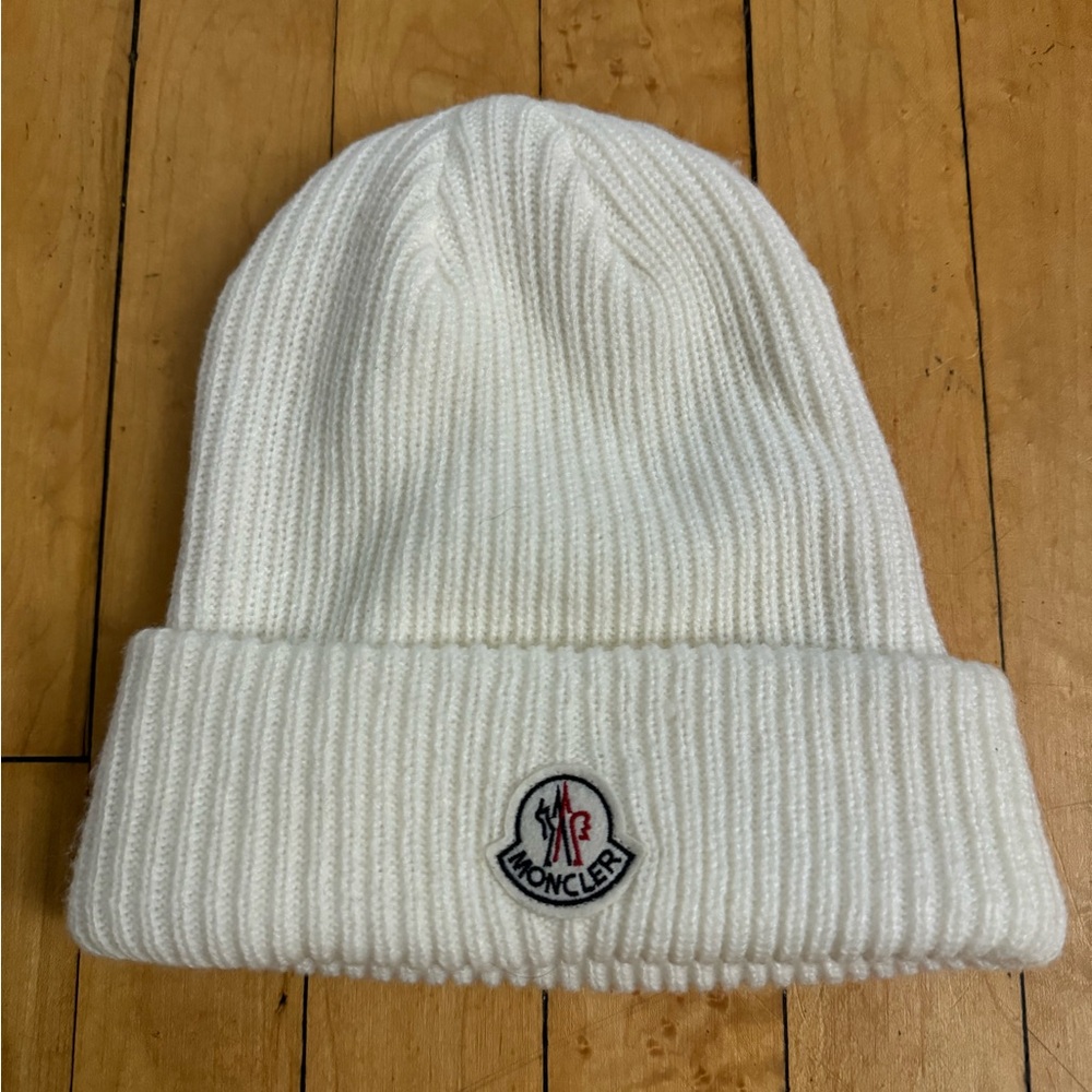 Moncler White CASHMERE & WOOL BEANIE